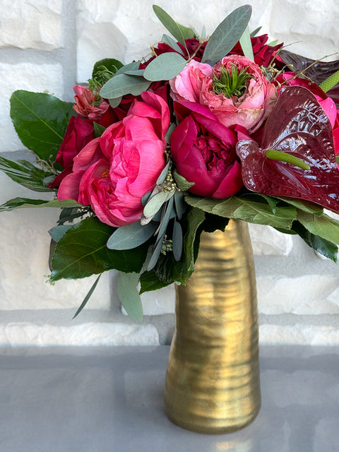 Scarlet Hammered Vase Arrangement