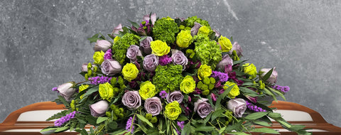 Elegant Lavender & Green Casket Spray – Custom Funeral Flowers in Colorado