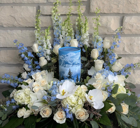 #192 Blue Skies Memorial Urn Wreath