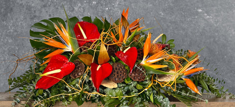 #18 Tropical Earth Elegance Half Casket Spray