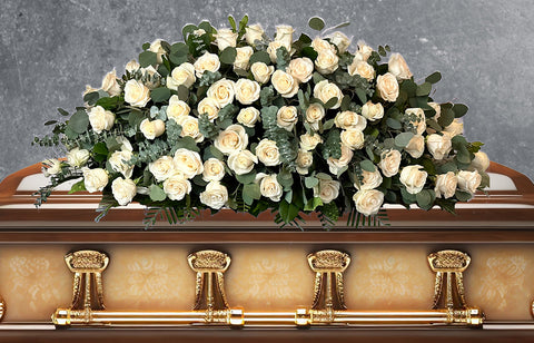 #31 White Rose Elegance Full Casket Spray