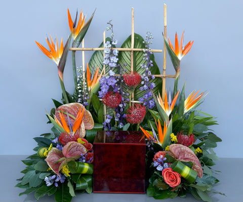 #90 Tropical Garden Tribute Urn Wreath