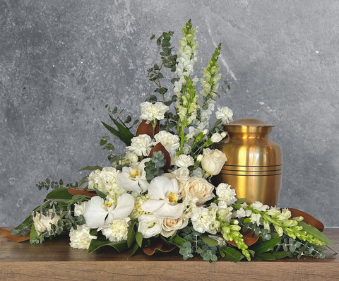#231 Classic White Urn Arrangement -A Pure Tribute