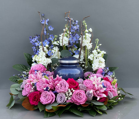 #82 Graceful Blooms Memorial Urn Wreath