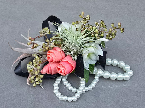 Orchid and Rose Petal Corsage and Boutonniere Set