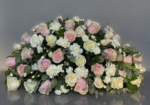 #156 Blush Serenity Half Casket Spray