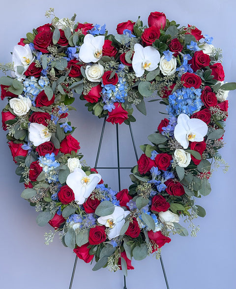#166 Patriotic Heart Standing Spray