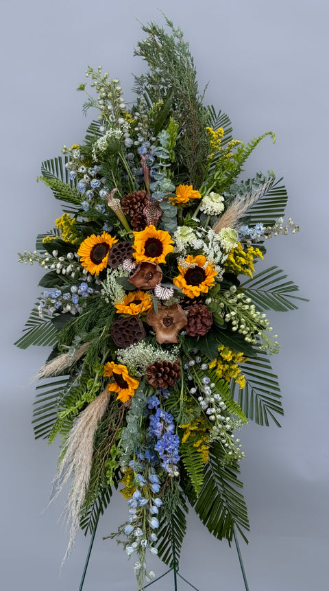 #121 Woodsy Sunflower Standing Spray