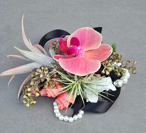 Orchid and Rose Petal Corsage and Boutonniere Set