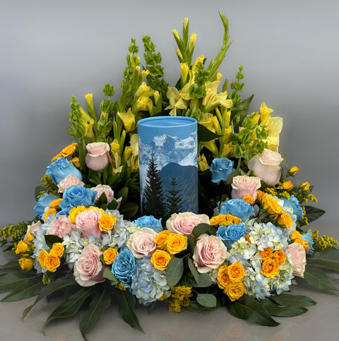 #88 Summer Bloom Memorial Urn Wreath