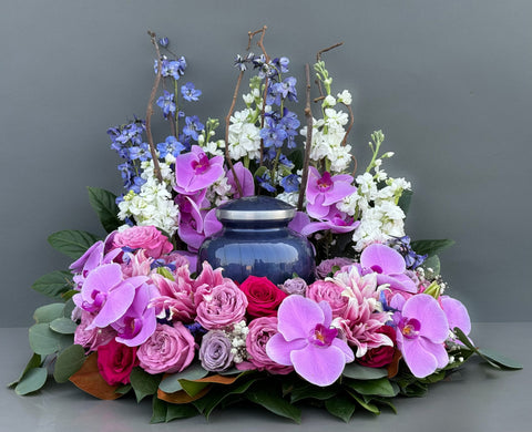 #82 Graceful Blooms Memorial Urn Wreath