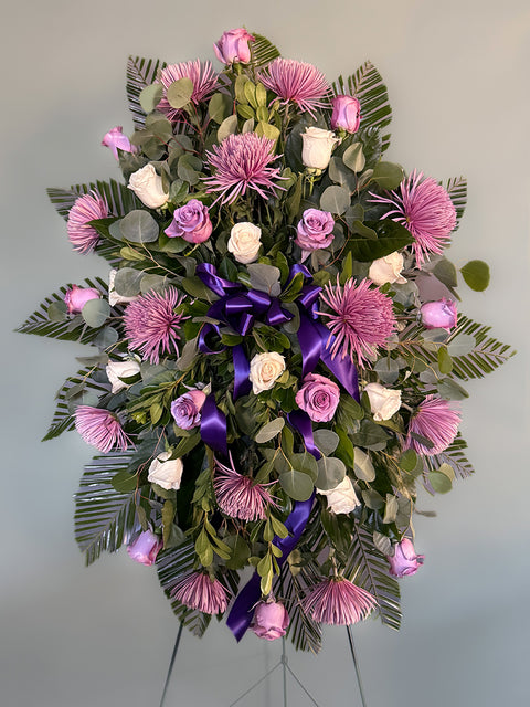 #170 Lavender & White Rose Standing Spray