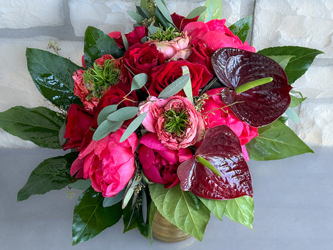Scarlet Hammered Vase Arrangement