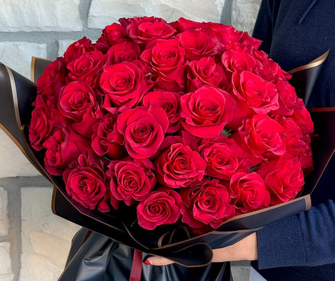 50 Red Rose Wrapped Bouquet