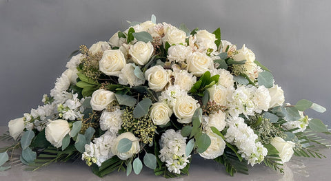 #142 Ivory Serenity Half Casket Cover