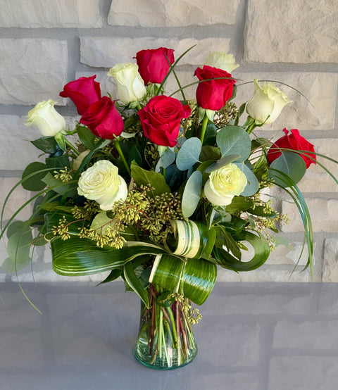 Half Red Half White Dozen