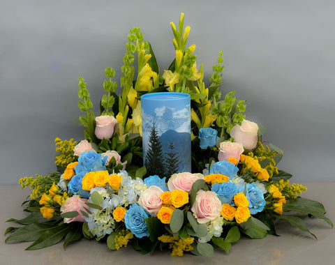 #88 Summer Bloom Memorial Urn Wreath