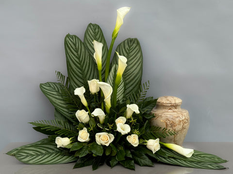 #95 Elegant Calla Lily Urn Arrangement