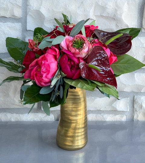 Scarlet Hammered Vase Arrangement