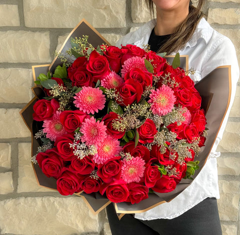 Red Rose & Gerbera Daisy Wrap