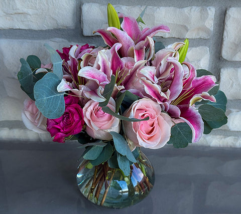 #202 Blush of Beauty Vase Arrangement