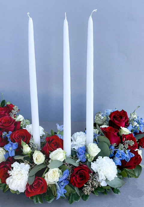 #198 Patriotic S-Shaped Memorial Urn with Dripless Candles