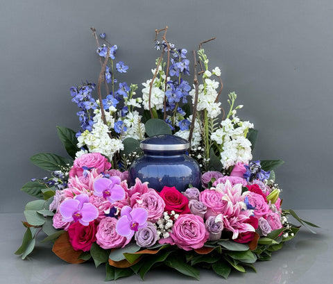 #82 Graceful Blooms Memorial Urn Wreath