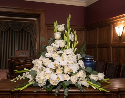 #11 Classic White Urn Arrangement -A Pure Tribute