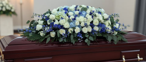 #101 Heavenly Blue Full Casket Spray