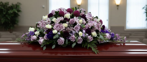 #102 Tranquil Lavender Half Casket Spray