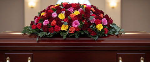 #103 Sunset Embrace Half Casket Spray