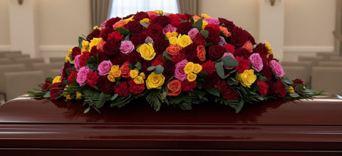 #103 Sunset Embrace Half Casket Spray