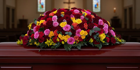 #103 Sunset Embrace Half Casket Spray