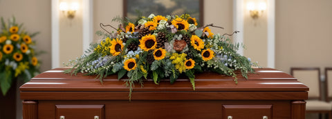 #109 Golden Meadow Half Casket Spray