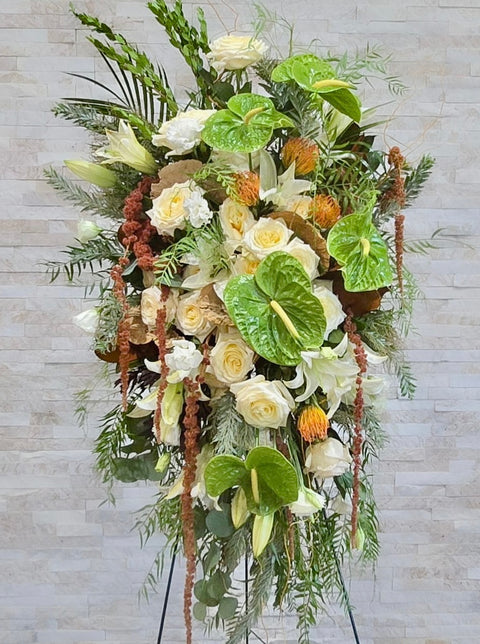 #279 Radiant Yellow & White Rose Casket Spray - A Celebration of Life