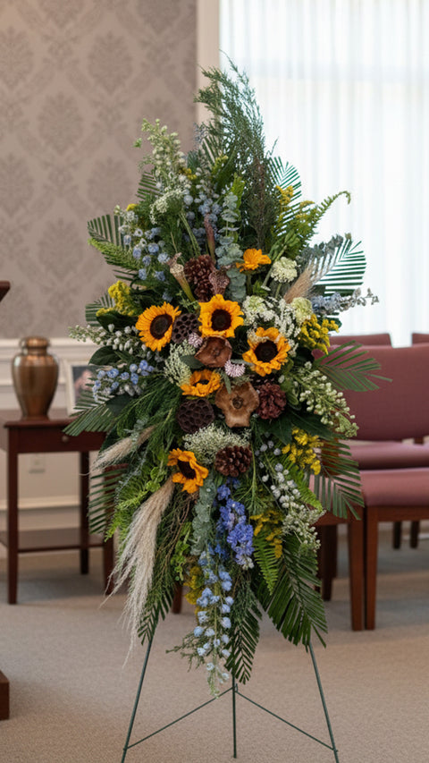 #121 Woodsy Sunflower Standing Spray