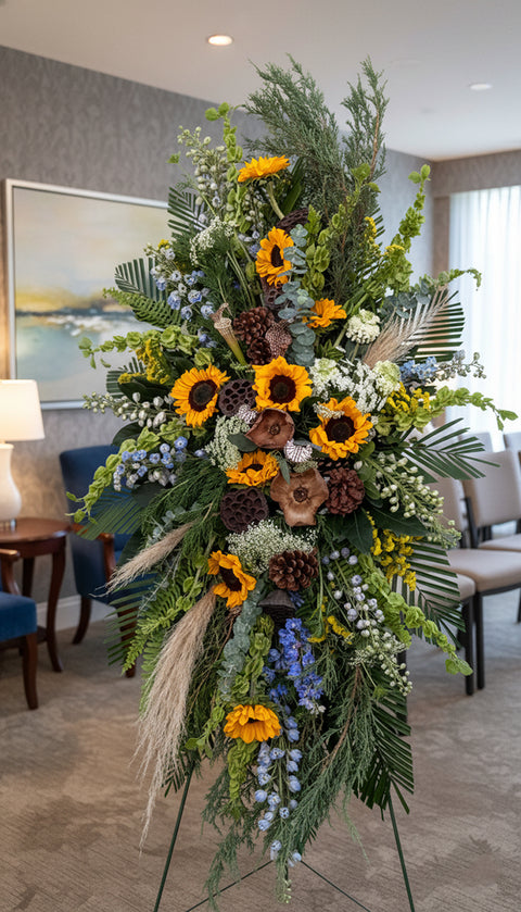 #121 Woodsy Sunflower Standing Spray