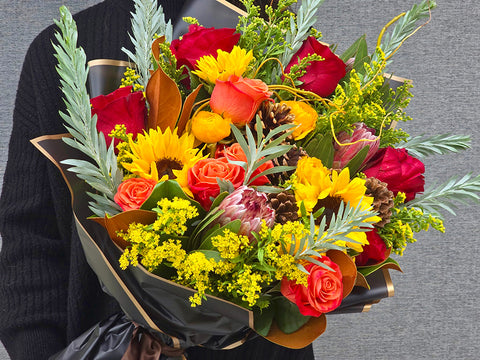 Autumn Glow European Bouquet – Warm Fall Flowers for Every Occasion (Vase Not Included)