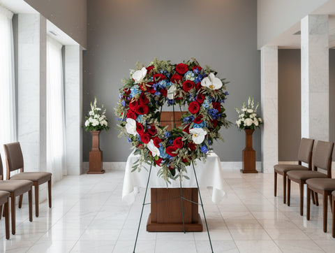 #166 Patriotic Heart Standing Spray