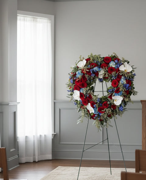 #166 Patriotic Heart Standing Spray