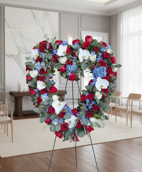 #166 Patriotic Heart Standing Spray