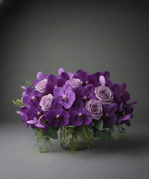 Purple Dream | Vanda Orchid and Lavender Rose Arrangement