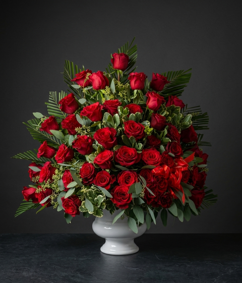 #70 Timeless Love Red Rose Floor Basket