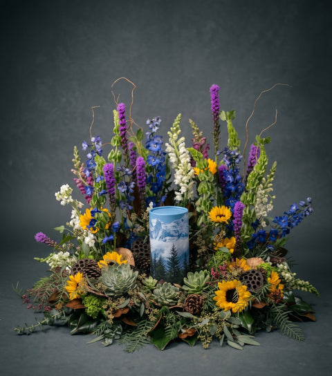 #4 Rustic Woodland Wildflower Tribute Urn Arrangement