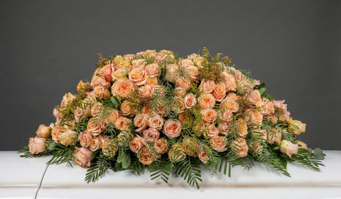 #278 Warm Autumn Sunset Casket Spray - A Vibrant Celebration of Life