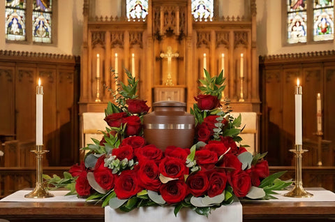 #5 Eternal Devotion Red Rose Urn Wreath