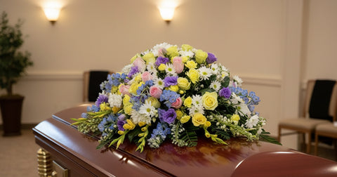 #210 Heavenly Pastels Half Casket Spray