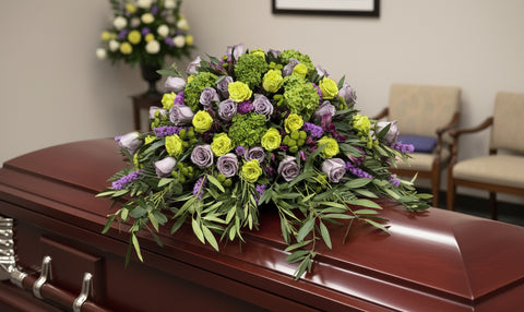 #239 Elegant Lavender & Green Casket Spray – Custom Funeral Flowers in Colorado