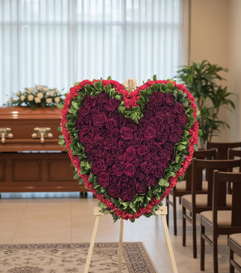 #246 Memorial Standing Heart with Wooden Easel