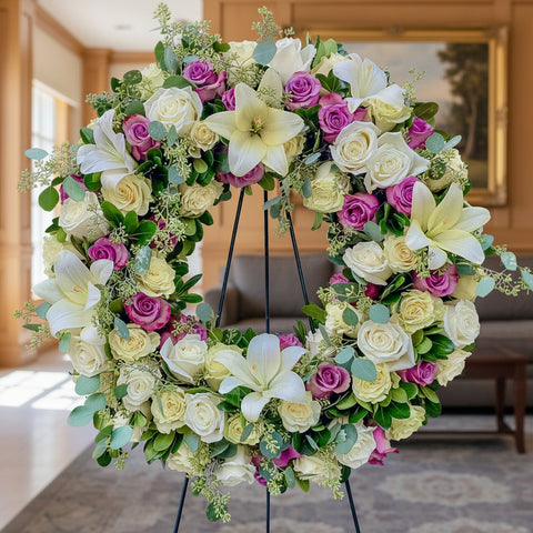 #257 Lavender and White Standing Wreath